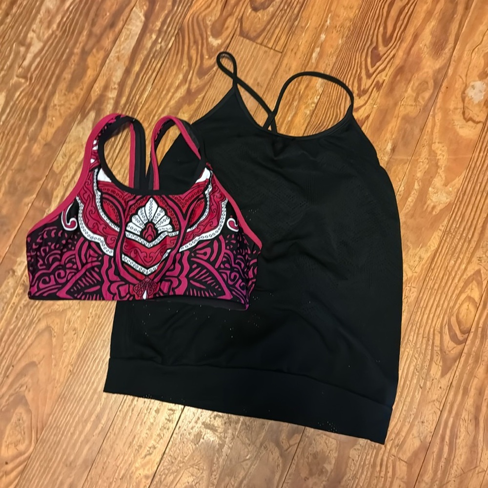 Prana blank tank and Athletica Hot Yoga top/running/sports bra